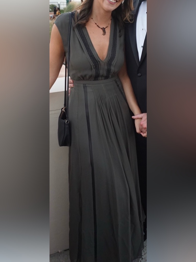 Bcbg Women's Olive Green Gown Size Xs